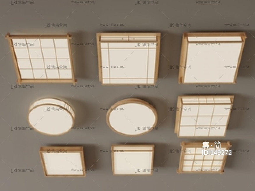 新中式日式吸顶灯SU模型