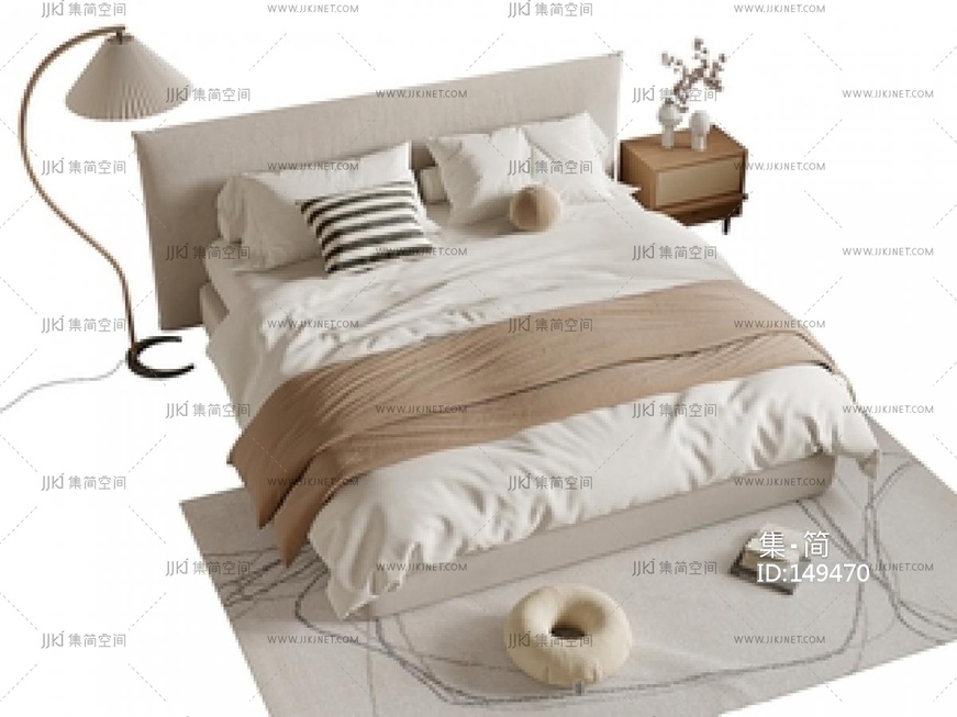 侘寂双人床SU模型