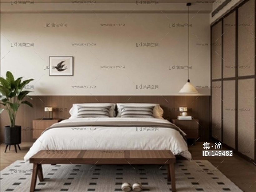 侘寂中古家居卧室SU模型