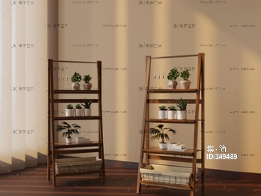 中古风绿植花架SU模型