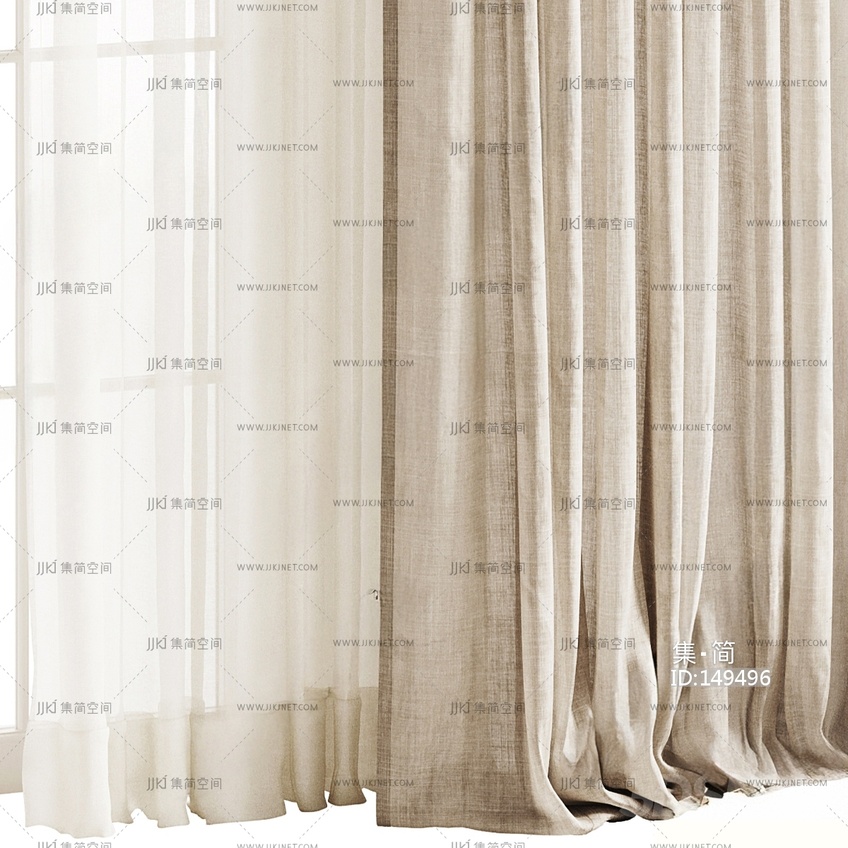  奶油简约纱帘_ 