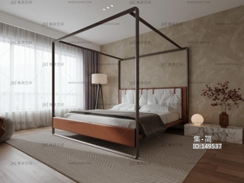 中古侘寂家居卧室SU模型