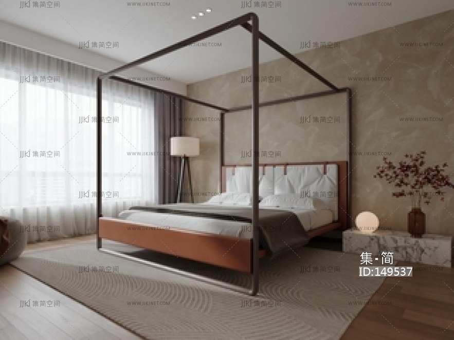 中古侘寂家居卧室SU模型