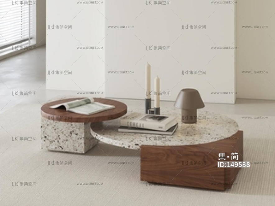 侘寂中古茶几SU模型