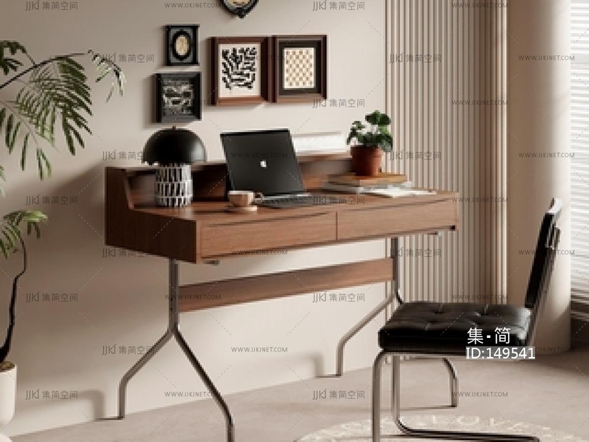 中古书桌椅组合SU模型