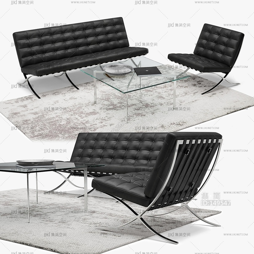 03-现代_现代巴塞罗那休闲椅3D模型