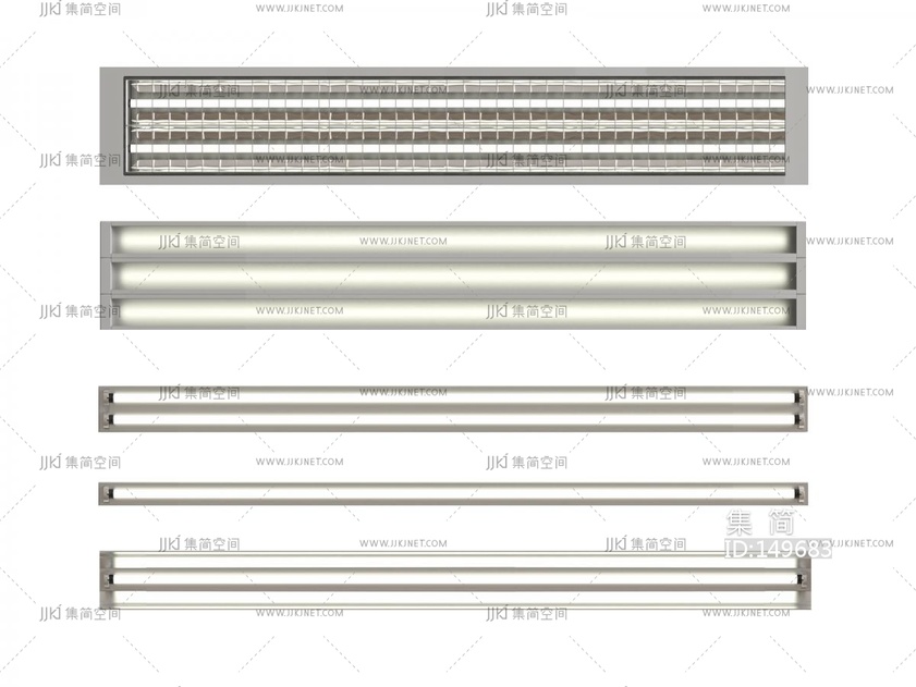 21-工业风_日光灯_长条线性灯3D模型vrrr