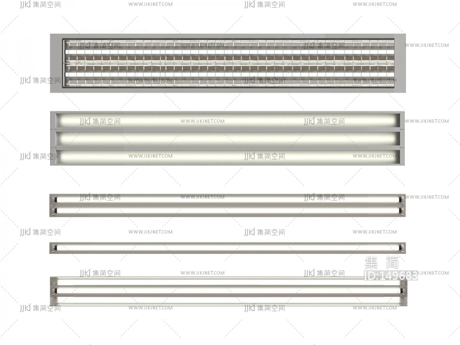 21-工业风_日光灯_长条线性灯3D模型vrrr