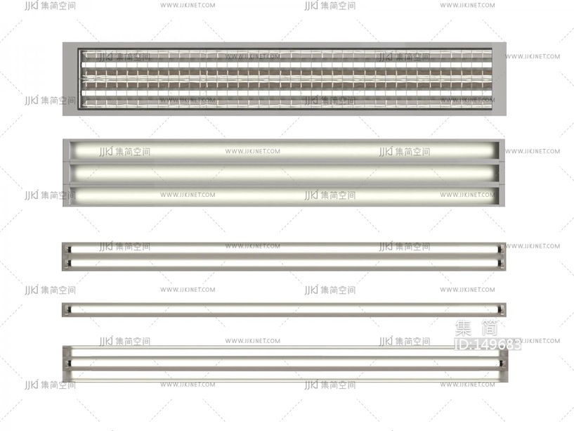 21-工业风_日光灯_长条线性灯3D模型vrrr