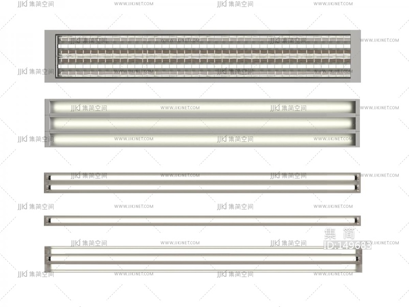 21-工业风_日光灯_长条线性灯3D模型vrrr