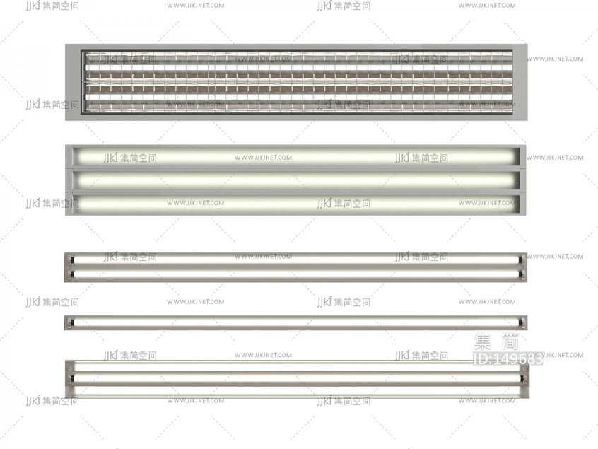 21-工业风_日光灯_长条线性灯3D模型vrrr