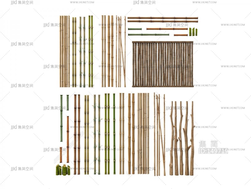 12-竹子_竹子_竹竿_竹节_竹篱笆3D模型