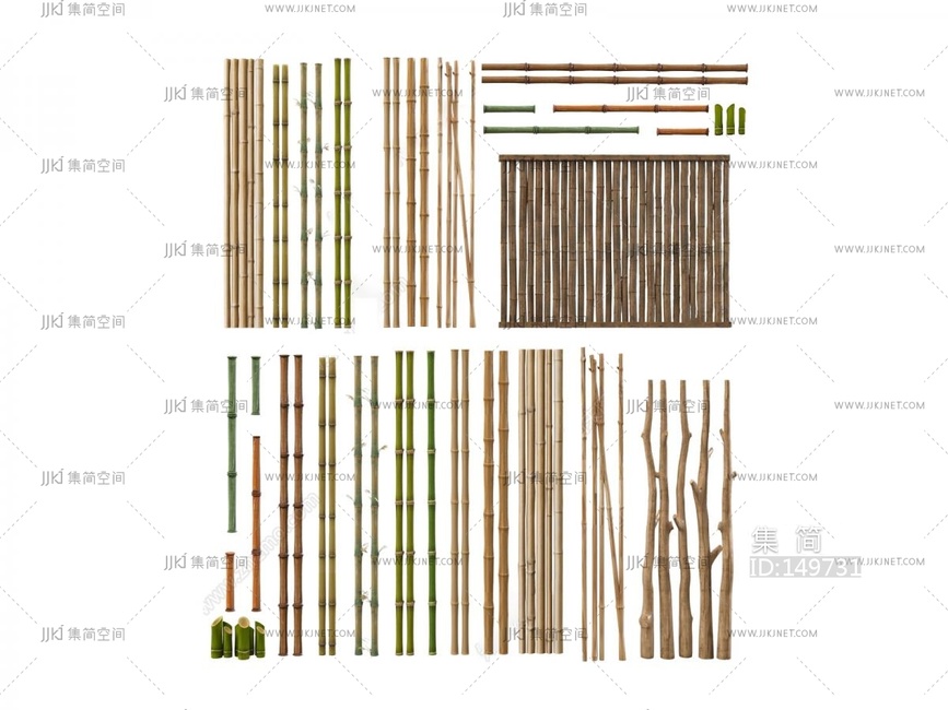 12-竹子_竹子_竹竿_竹节_竹篱笆su模型