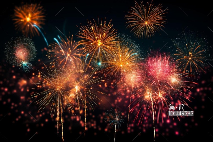 黑夜中的绚烂的烟花壁画壁纸贴图9