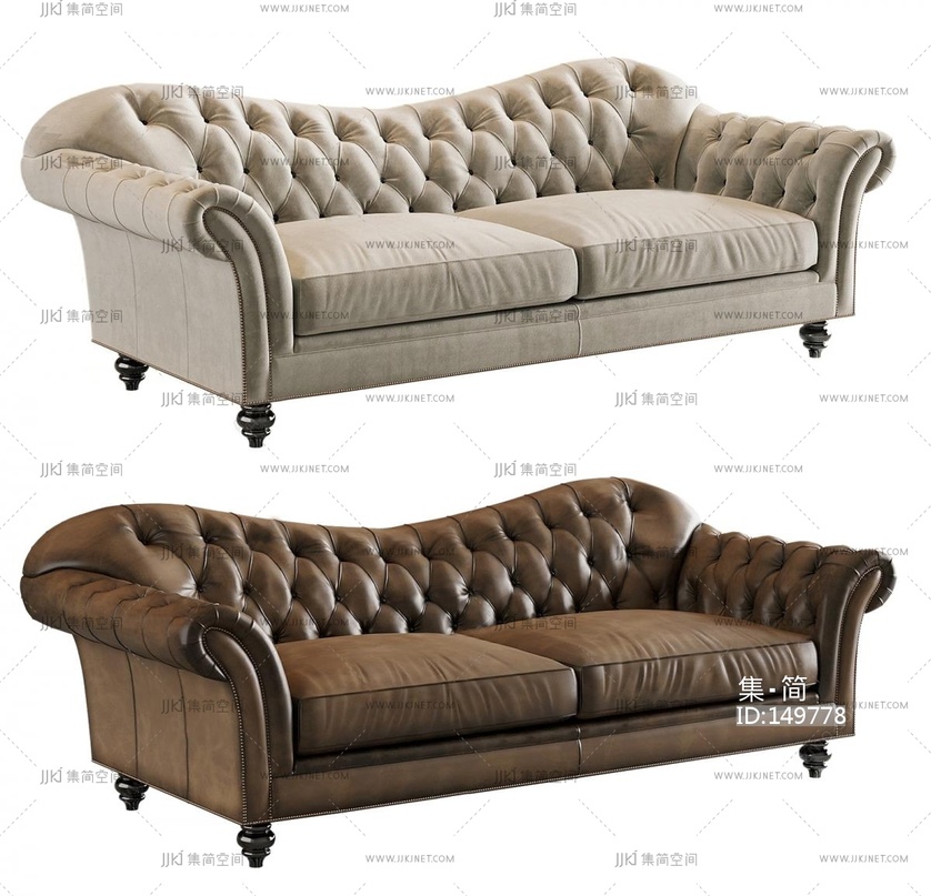 04-美式欧式多人沙发，3D模型crrr