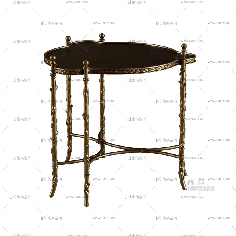 06-欧式古典边几，圆形边几3D模型