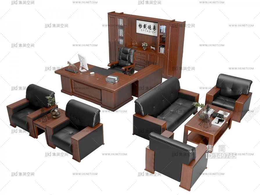 11-国企政府党政机关办公家具现代办公桌椅_办公桌椅_老板桌椅_班台椅_办公书柜_办公沙发茶几3D模型