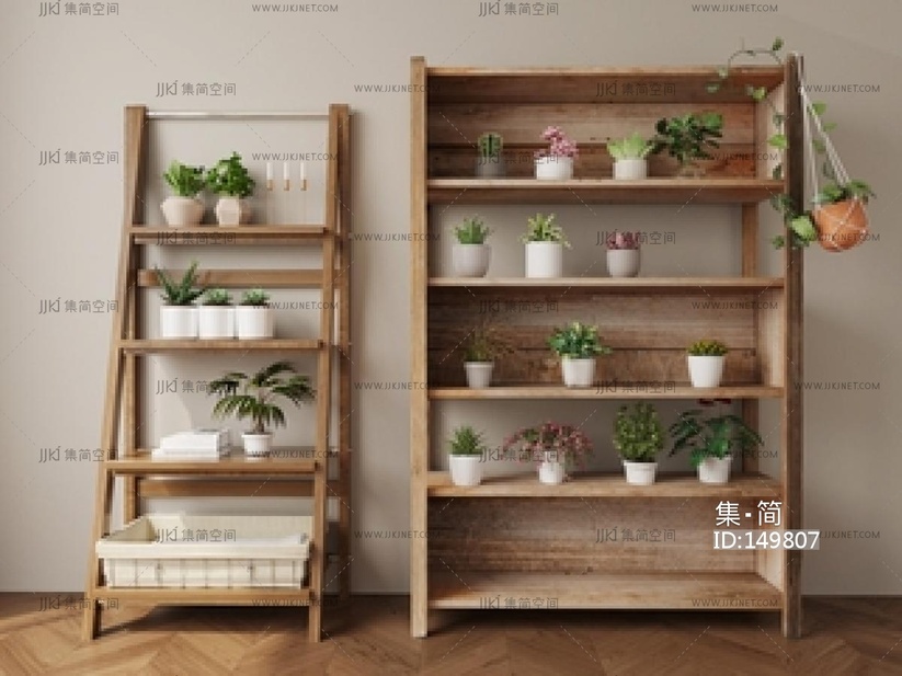 现代植物架_盆栽_现代绿植架SU模型