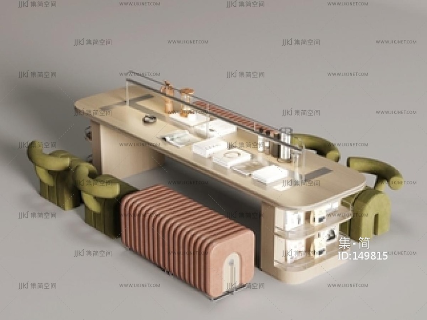 现代书桌椅_现代手工坊_书桌椅_长条桌SU模型