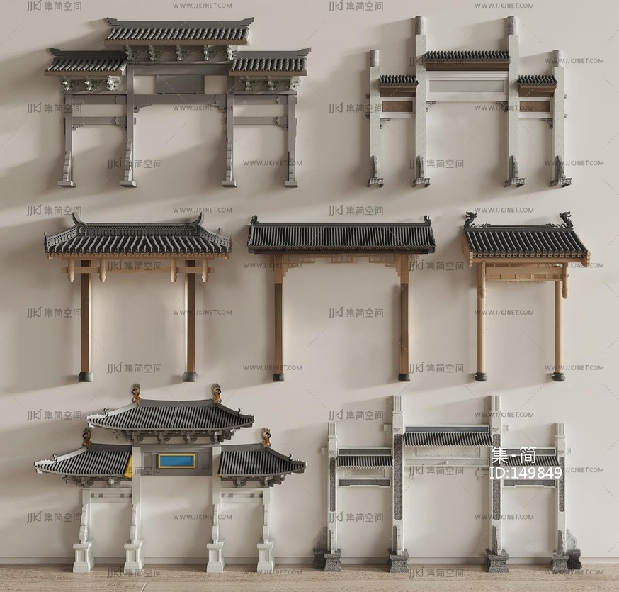 13-新中式牌楼牌坊，古建门头门楼子3D模型vrrr