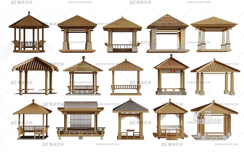 20-中式凉亭_亭子,古建凉亭，中式凉亭，户外凉亭，欧式凉亭东南亚凉亭3D模型vrrr