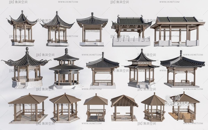 23-中式景观亭_凉亭_古建亭子_仿古亭子八角亭3D模型vrrr