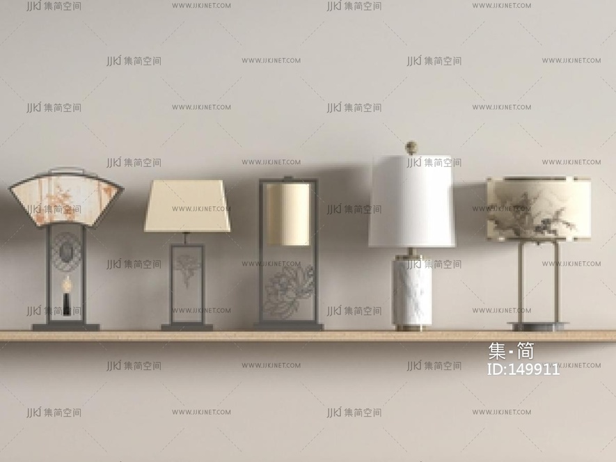 现代台灯组合_现代台灯SU模型