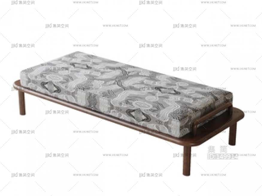 新中式中式床尾凳_长凳SU模型