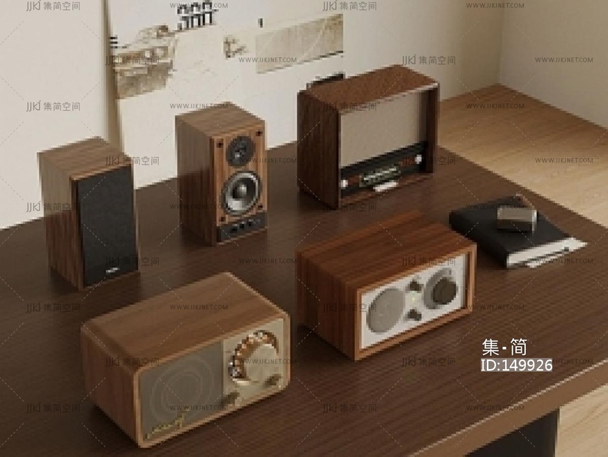 音响_现代侘寂风音响SU模型