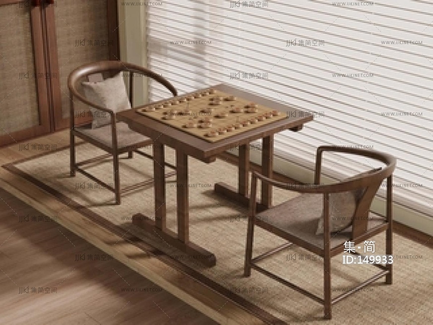 新中式茶桌_新中式娱乐桌SU模型