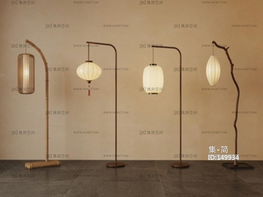 新中式落地灯_新中式落地灯SU模型