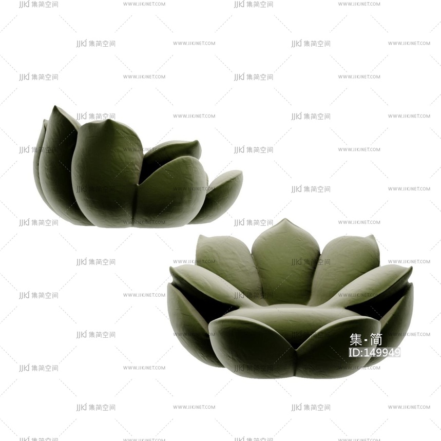 04-新中式懒人沙发_新中式莲花凳子_新中式懒人沙发佛教3D模型