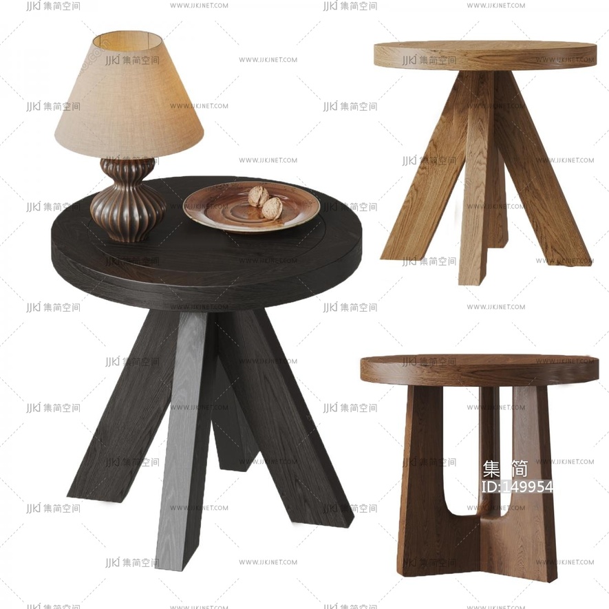 09-侘寂风边几角几凳子_台灯_摆件3D模型vrrr