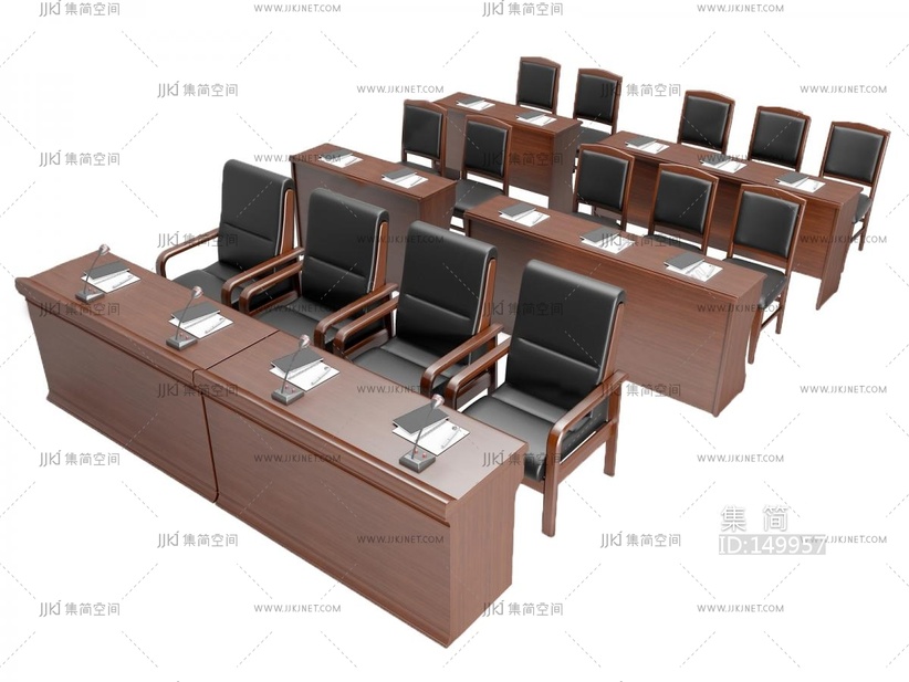 12-现代会议桌_会议桌椅_条形桌椅_培训桌椅_主席桌椅_长条桌椅党政机关办公家具3D模型vrrr