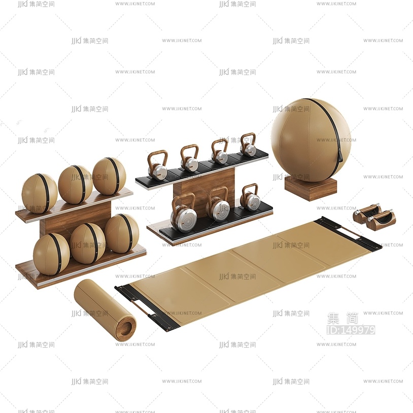 01-运动器材,健身器材，哑铃3D模型