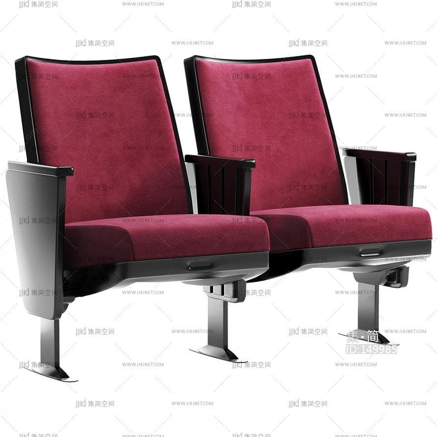 08-现代礼堂椅，报告厅影院椅子排椅3D模型vrrr