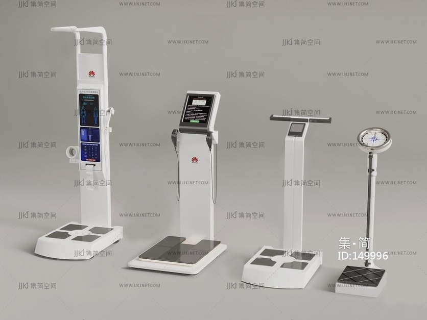 03-医疗器材_现代医疗器材_体重仪_体侧仪_身高测量器su模型