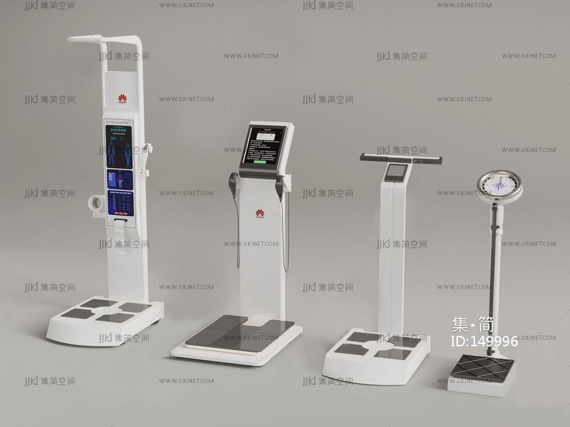03-医疗器材_现代医疗器材_体重仪_体侧仪_身高测量器su模型