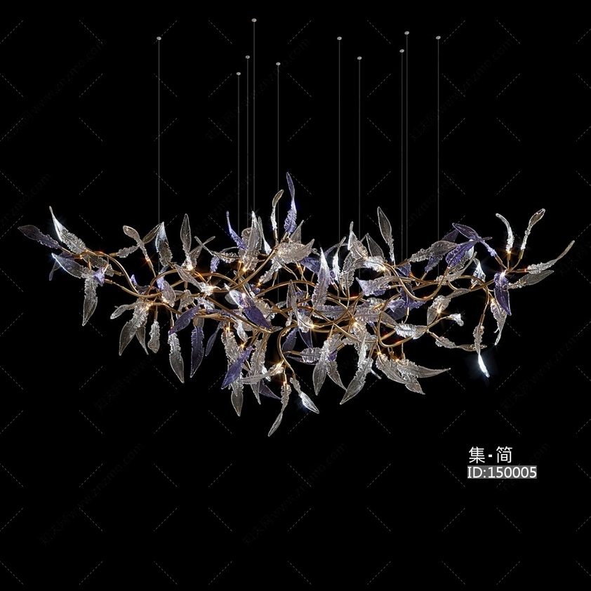 13-现代玻璃花瓣造型吊灯su模型