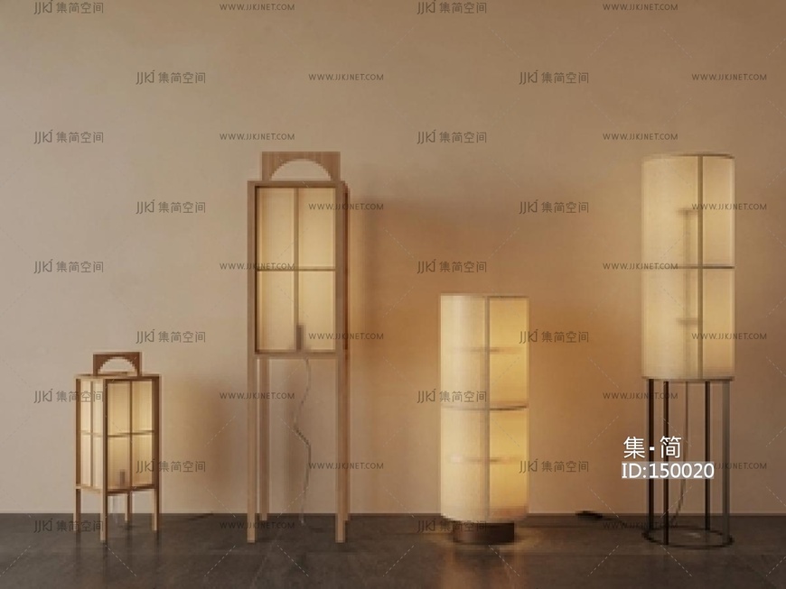 新中式落地灯_新中式落地灯SU模型
