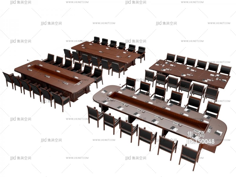 08-现代会议桌_党政机关单位_会议桌椅组合_洽谈桌椅_长条桌椅_办公桌椅3D模型vrrr