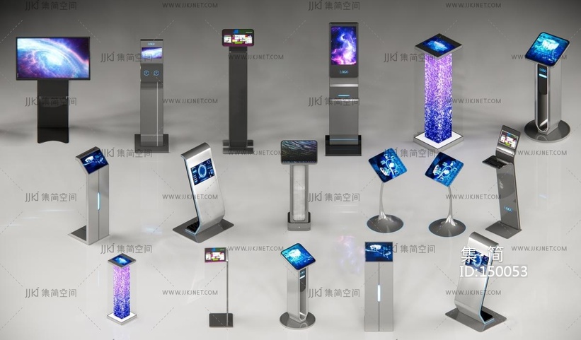 13-现代科技触控一体机_广告机_落地一体机_查询机_展厅展机多媒体查询机智能3D模型vrrrr