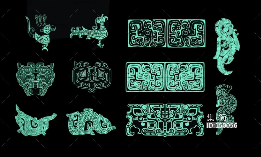 16-新中式青铜器墙饰挂件，中式古典纹样，花纹青铜器3D模型vrrr