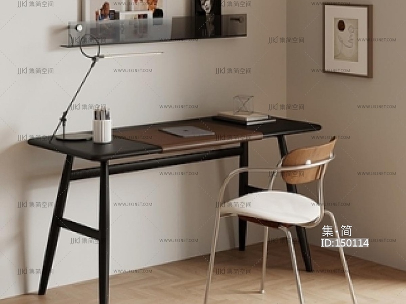 中古书桌_中古风书桌椅_平板电脑SU模型