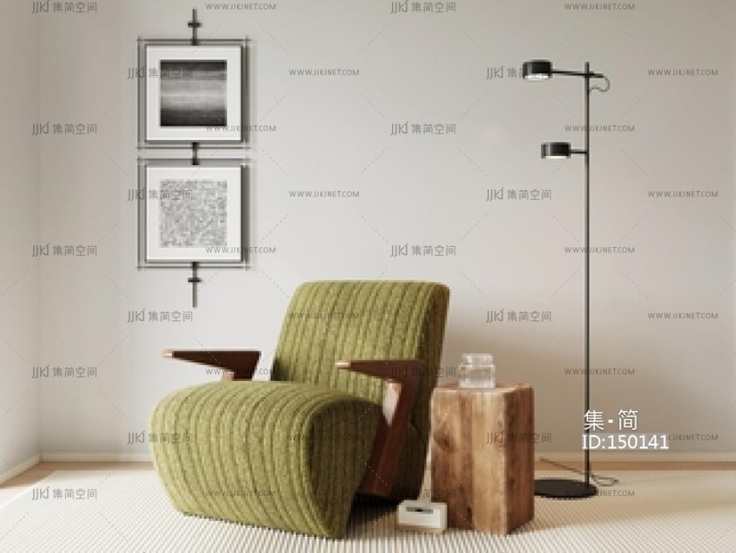 中古单人沙发_布艺沙发_木沙发SU模型