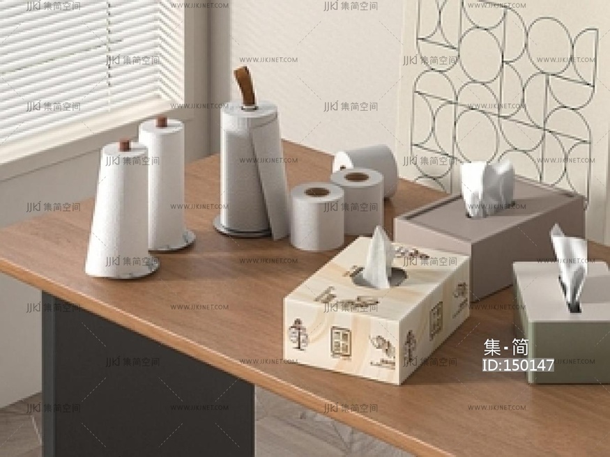 厨房用品组合_厨房用品组合_抽纸_抽纸盒_餐巾纸_卫浴纸巾SU模型