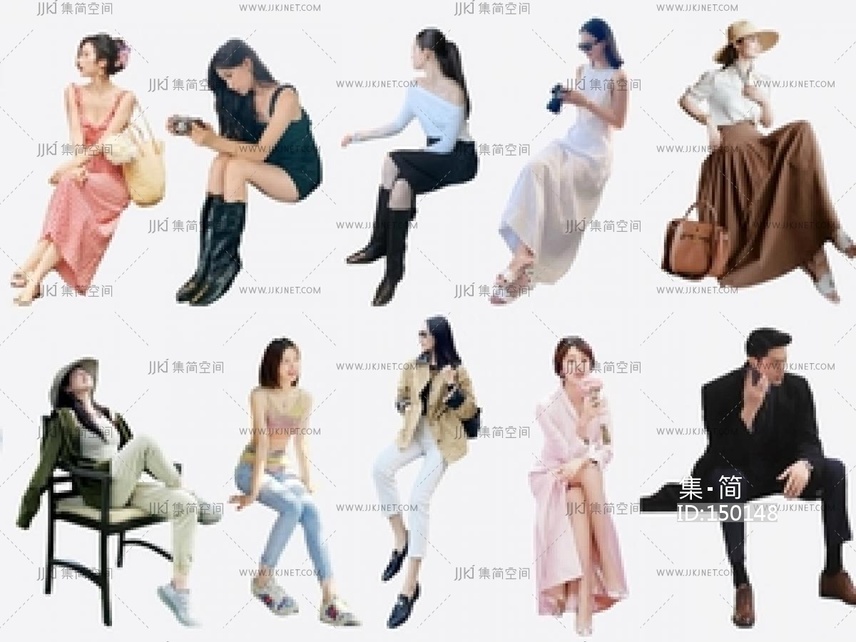 人物组合，多人，坐姿人物SU模型