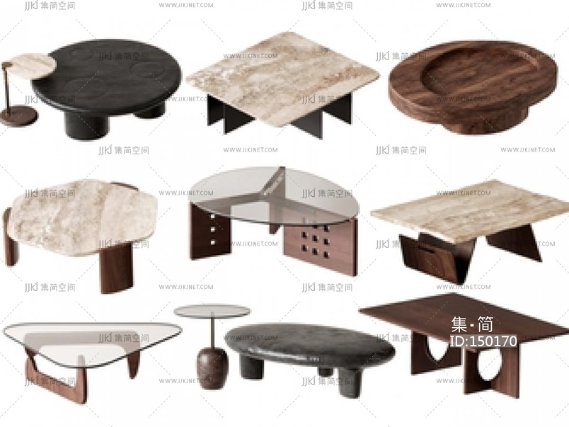 中古侘寂茶几_侘寂中古风茶几SU模型