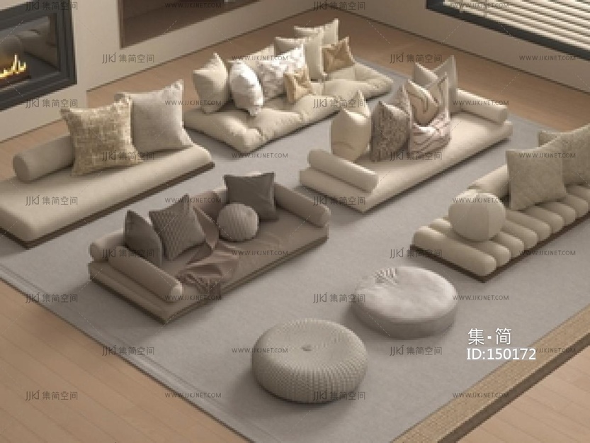 现代坐垫_现代坐垫飘窗垫_沙发垫蒲团_软垫抱枕SU模型