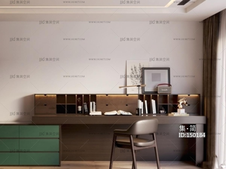 现代书桌椅组合SU模型